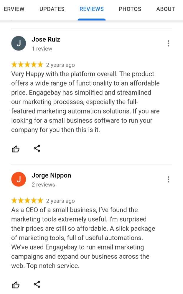 EngageBay reviews